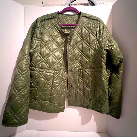 Women’s Quilted Long Sleeve Jacket, Time and Tru, Green, Size XL (16-18) - Picture 5 of 8